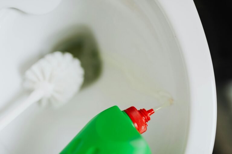 Toilet being cleaned, representing Mess2Miracles house cleaning services in Richardson, Texas.